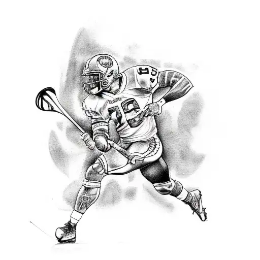 A Dynamic Tattoo Of Athletes In Action With A Music Theme