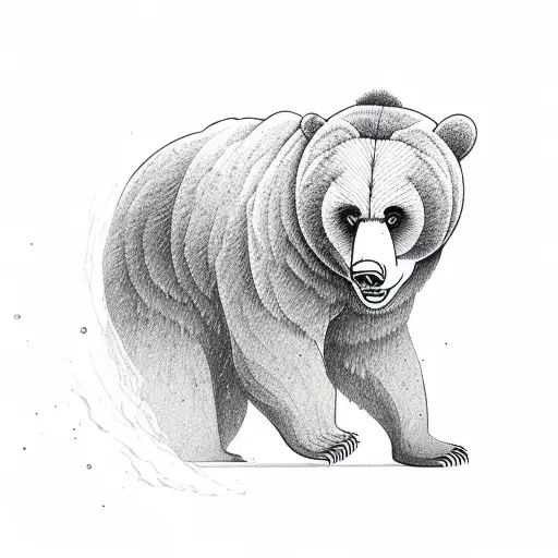 Fierce Bear With Black Roses