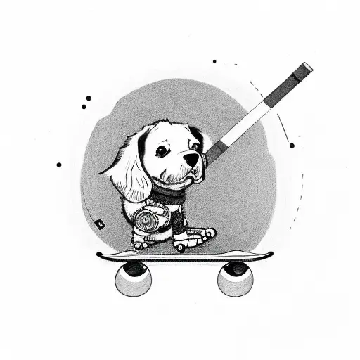 Dog On A Skateboard With A Blunt