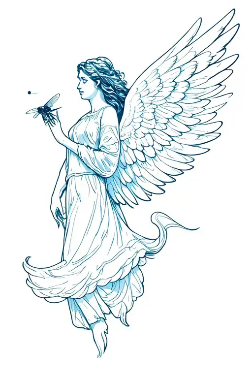 Angel Wings Spread And Travelling Fly Away