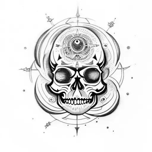 Combine Mandala Skull With Celestial Elements Like Stars And Planets For A Cosmic