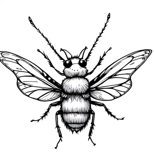 Cute Small Woolly Aphid With Fairy Wings Spread Wide