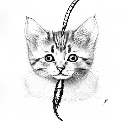 Kitten With Dragonfly On Its Nose