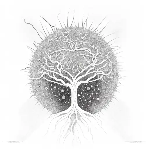 A Cosmic Chakra Tree With Roots Reaching Into The Cosmos