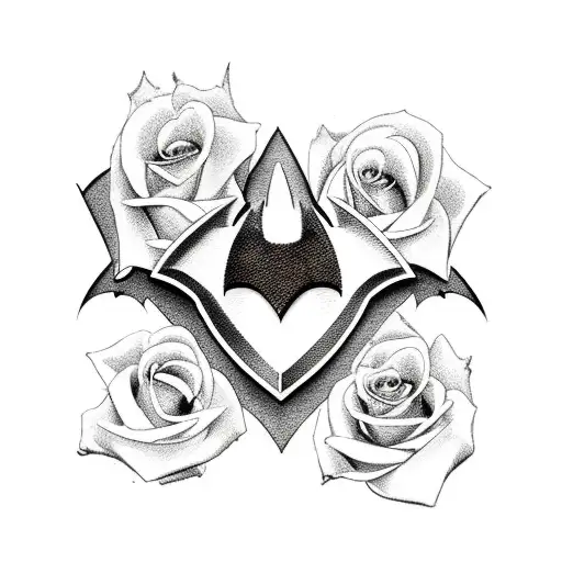 Batman Symbol With Roses