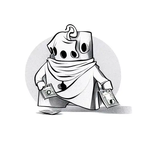 Ghost Robber Holding Money Bag