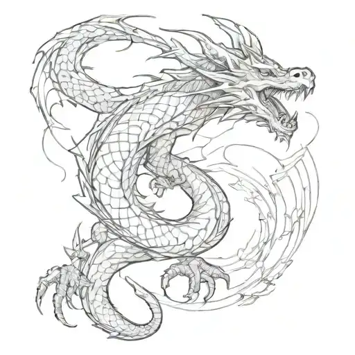 Full Length Dragon From Head To Tail For Half Sleeve