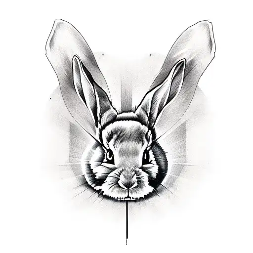 Create A Tattoo Featuring A Police Badge And A Rabbit In A Sketch Style