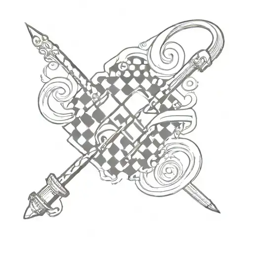 A Club Symbol Filled With Black And White Checker Pattern