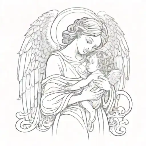 Guardian Angel Holding Baby Angel