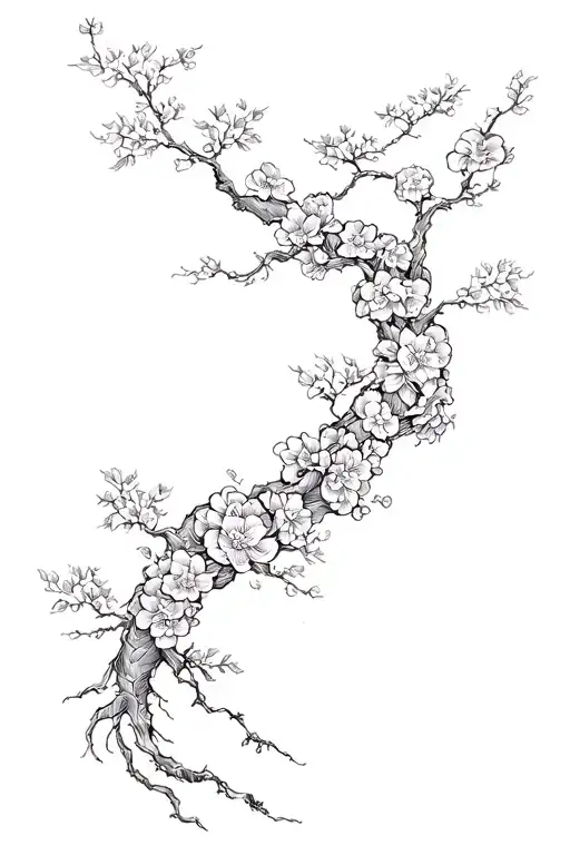 Chinese Blossoms Tree Wrapping Around The Arm Sleeve