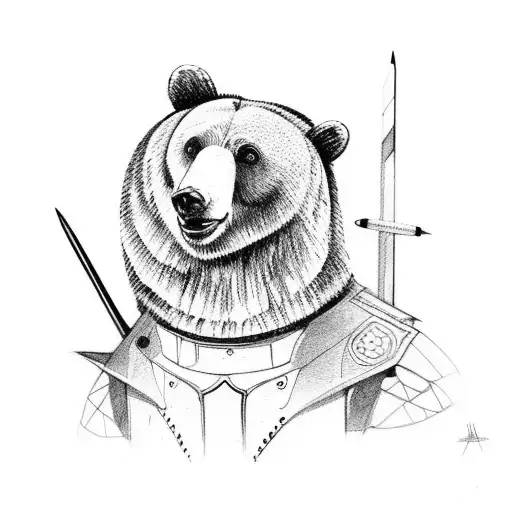 Bear With An Axs And Shield