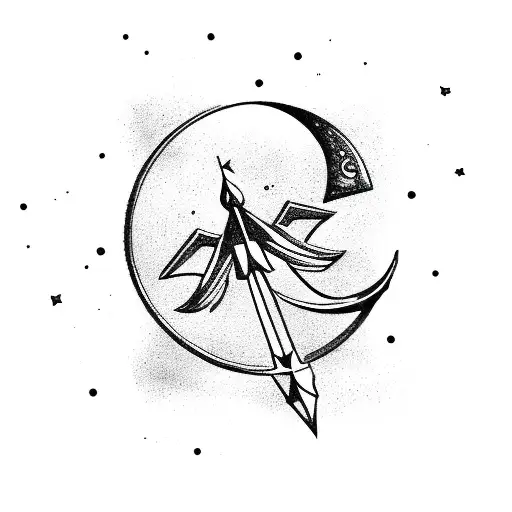 Sagittarius Arrow With A Crescent Moon