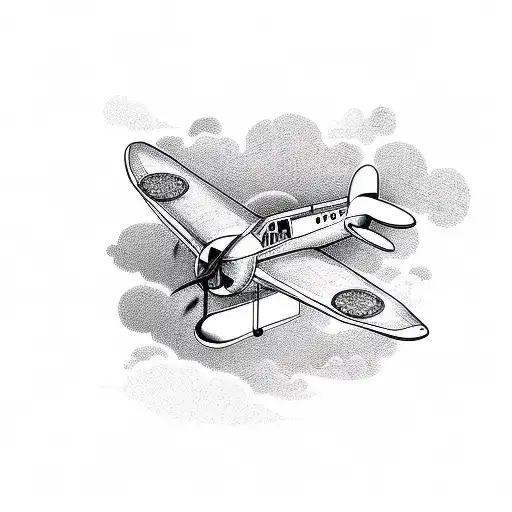 A Tattoo Design Featuring A Vintage Airplane Flying Over A Rice Field In Bali