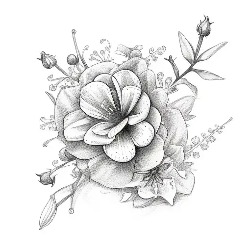 Flower Bundle With Rose Violet Daisy Lily Of The Valley And Holly