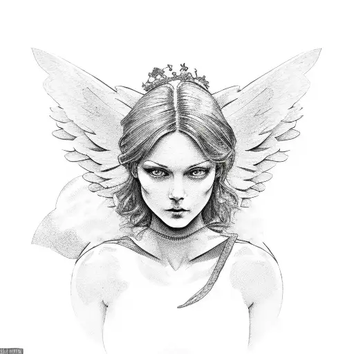 Angel With 3 Stars In Background