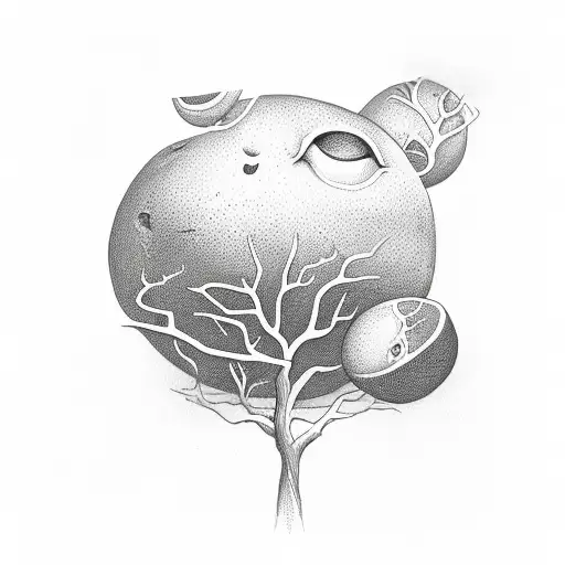 Eve From The Bible Reaching For An Orange On A Tree