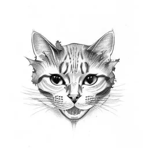 Cat Skull With Foliage