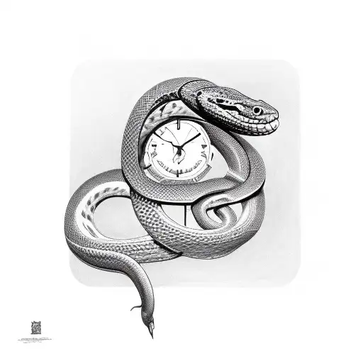 Snake Biting A Clock