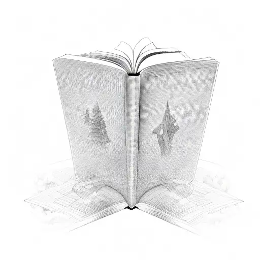 Open Book Literary Symbols Floating Above