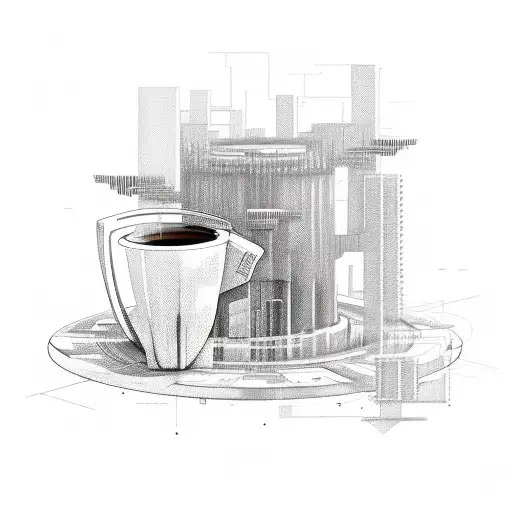 Combine A Coffee Cup With A Pc Tower In A Futuristic Architecture Design
