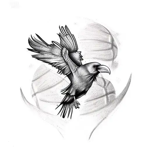 Design A Tattoo Of A Raven Dribbling A Basketball Or Kicking A Football