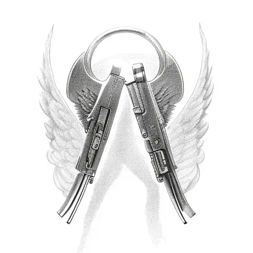 Glock With Angel Wings And Halo