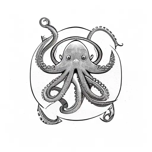 Jiujitsu Belt Around An Anchor With Octopus