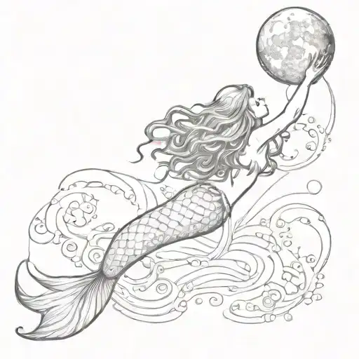 Mermaid Reaching For Moon