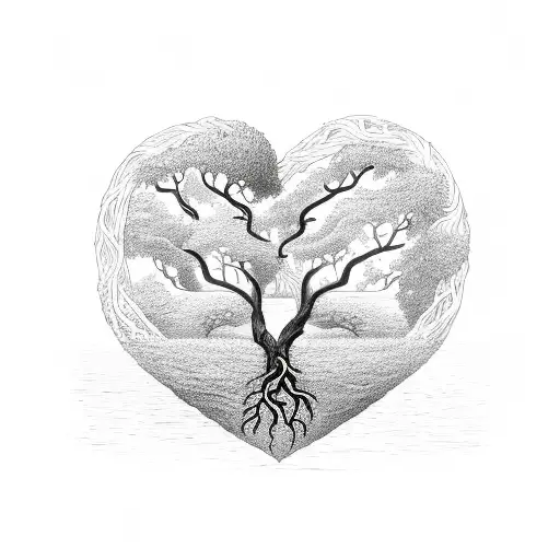 Heart With A Tree And Roots Attached To It