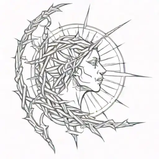 Barbed Wire Neck Outline With Sun