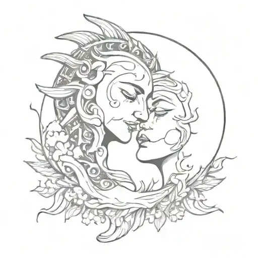 The Sun And Moon Kissing Each Other