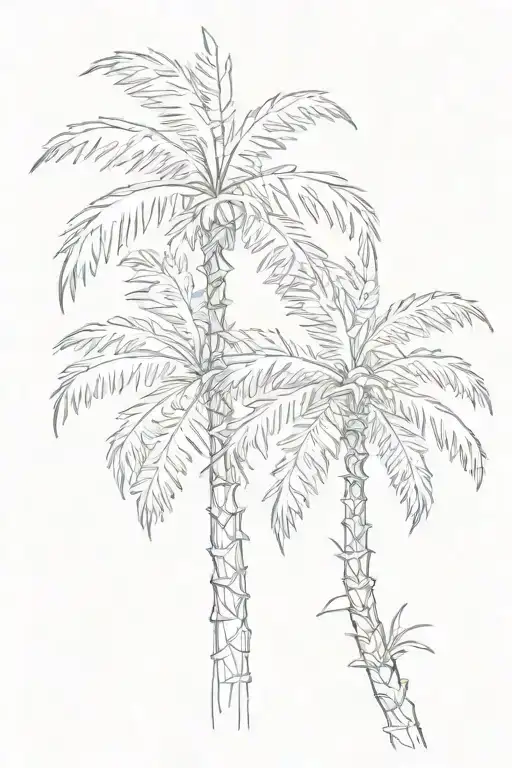 Two Wild Palm Tree Growing