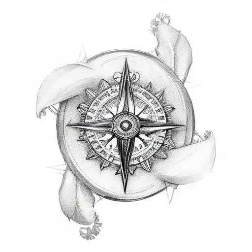 Valkyrie Wings Compass And Flowers