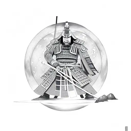 Samurai With A Moon In The Background