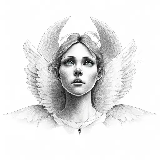 Angel With Look Up At Heavens