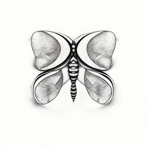 A Black And White Picture Of A Butterfly Split In Half On Each Pinky