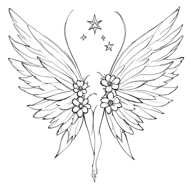 Only Fairy Wings With Flowers And Stars