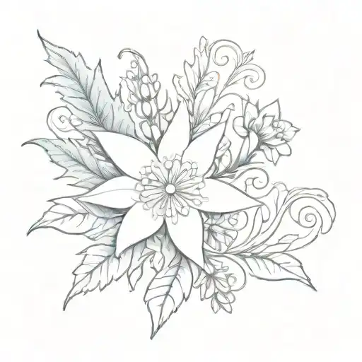 Music Notes As Sheet Music With A White Edelweiss Flower Behind Them