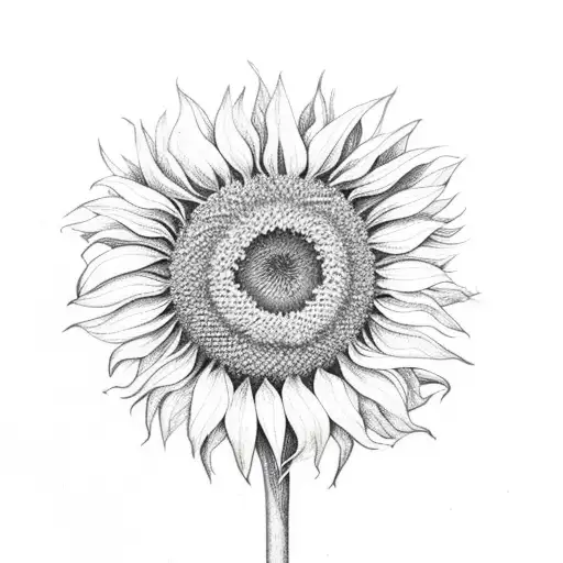 Sunflower With The Stem Being A Cancer Ribbon