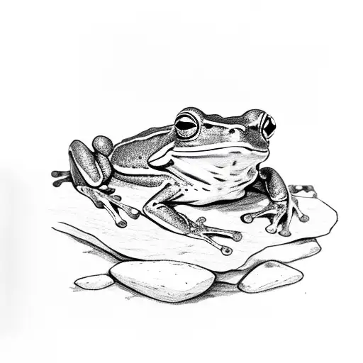 Frog Sitting Upright On A Rock