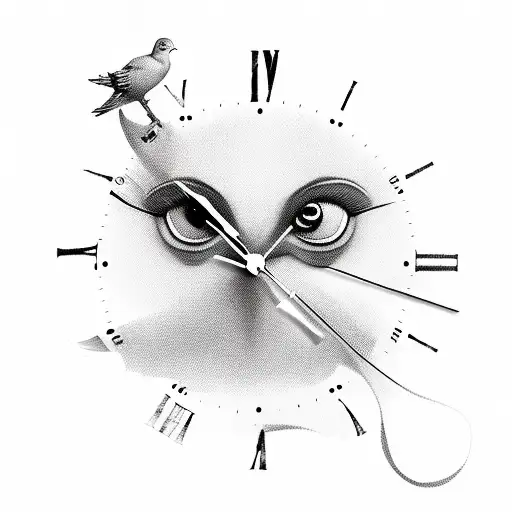 Jesuse Face With A Clock And A Dove