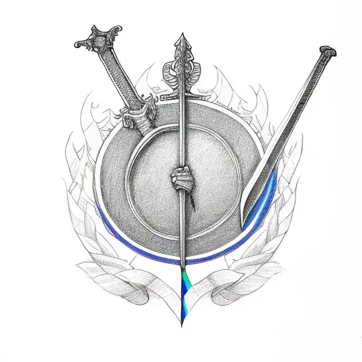 Sword With A Bisexual Pride Flag Draped On It