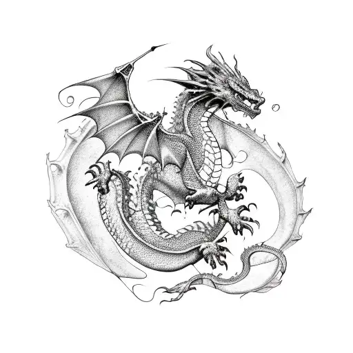 Dragon Wrapped Around A Scale