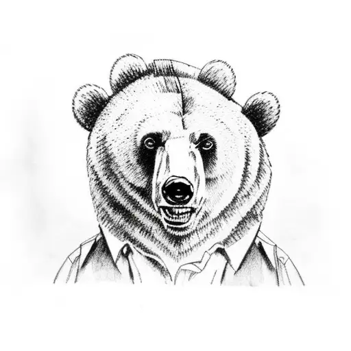 Bear Holding Ar15 And American Flag Background