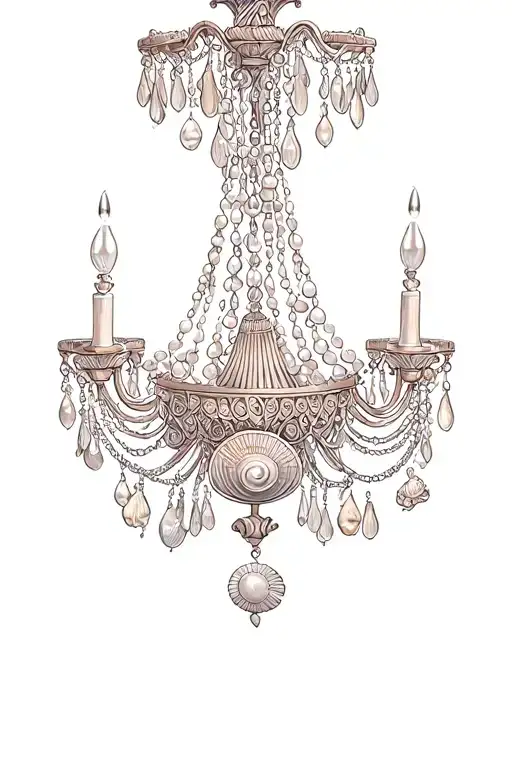Chandelier With Pearls And Seashells Colored For Thigh