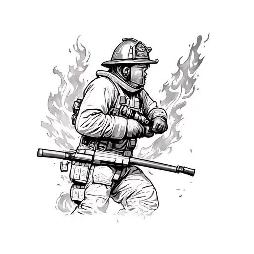Firefighter Fighting Fire Small
