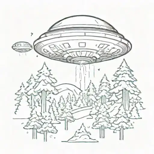 A Ufo Flying Through A Forest Of Trees In Space