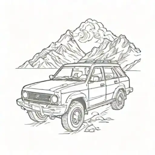 Japanese Car With Mountains