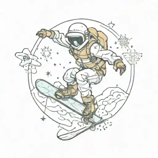 Galactic Snowboarder Riding Through Space
